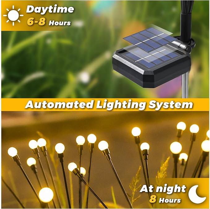 Solar Lights Outdoor-2Pack 16LEDs Solar Garden Firefly Lights Outside,Solar Powered Light Outdoor and Garden Decorative IP65 Waterproof,Yard Patio Pathway Decor,Gardening Gifts for Women,Warm White