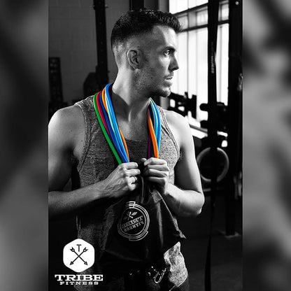 TRIBE Resistance Bands Set Weights for Exercises Bands for Men,Women with Workout Bands, Handles, Door Anchor, Ankle Straps, Carry Bag, Exercise eBook I Resistance Training, Fitness Equipment