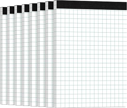 Graph Paper Pads 8.5 x 11 Graph Paper Notebook 8 Pack Grid Notebook Paper Pad 2x2 Quad Grid Paper Pad 8-12 x 11 White Quadrille Pad 8.5" x 11" Graft Paper Graph Pad 70 GSM Grid Tablet 50 SheetsPad