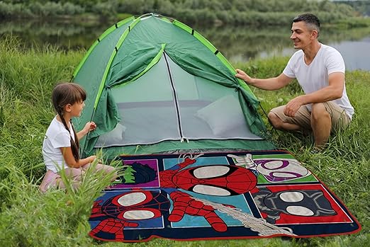 Marvel Spidey & His Amazing Friends Plush Travel Throw Blanket - Measures 40 x 50 Inches - Super Soft & Cozy Travel Accessories Features Miles Morales & Ghost Spider Gwen