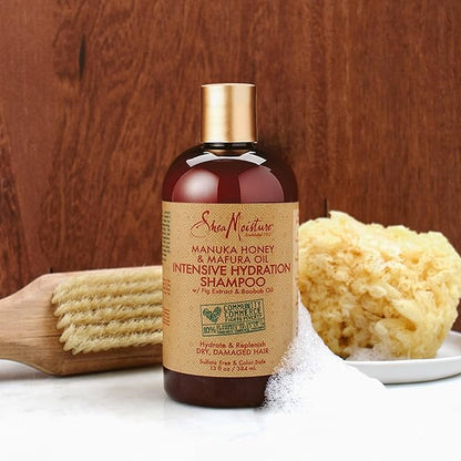 Shea Moisture Intensive Hydration Shampoo for Dry, Damaged Hair Manuka Honey and Mafura Oil Sulfate-Free 13 oz