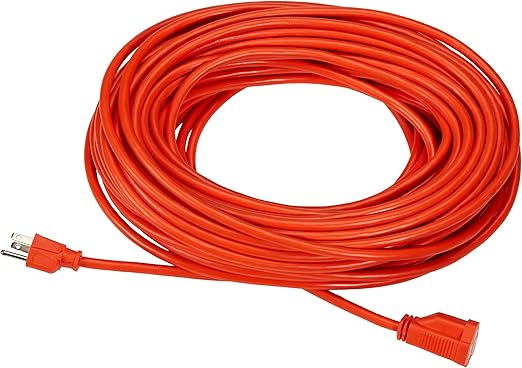 Basics Heavy Duty 100-Foot 3-Prong Vinyl Indoor/Outdoor Extension Cord - 10 Amps, 1250 Watts, 125 VAC - Orange