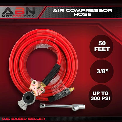 ABN 50ft Air Compressor Hose 38 Inch - 300 PSI Heavy Duty Lightweight PVC Flex Air Hose