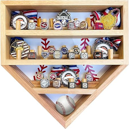 Baseball Championship Ring Display Case  Fully Customizable Baseball Ring Holder with 39 Removable Pegs  3 Shelves  Easter Gifts for Kids  Designed in The U.S.