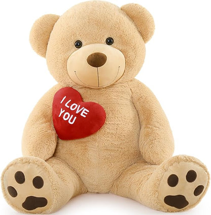 MaoGoLan Giant Teddy Bear 5 Feet Tall- I Love You Red Heart Big Brown Teddy Bear Stuffed Animal - Huge Valentines Teddy Bear for Girlfriend,Boyfriend,Wife,Lover - Anniversary, Birthday