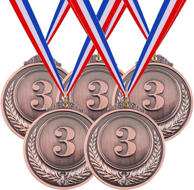 Hilitchi 5Pcs Gold Award Medals - Olympic Style Winner Medals with Ribbon