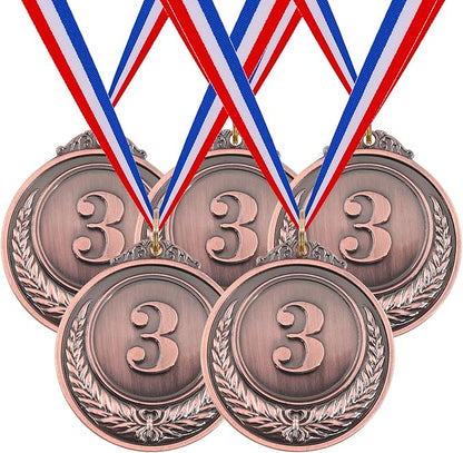 Hilitchi 5Pcs Gold Award Medals - Olympic Style Winner Medals with Ribbon
