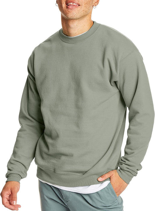 This Hanes men's sweatshirt is made with cotton from American farms, featuring a thick, sturdy fleece that keeps you warm and comfortable.