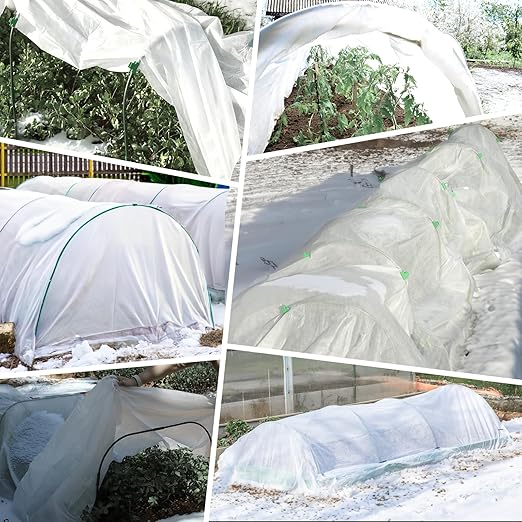 GonLei Plant Covers Freeze Protection Kit 10x30 ft Plant Blanket (6 Pcs Garden Hoops & 18 Clips) Frost Cloths for Outdoor Plants Garden Row Covers 1.05oz/yd² Plant Covers for Winter