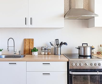 Ravinte 1 Pack Cabinet Handle Square Cabinet Cupboard Hanlde Matte Black Drawer Pulls Stainless Steel Kitchen Cabinet Pull Cabinet Hardware Drawer Handle 5 inch Hole Center