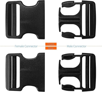 Buckles for 2 inch Wide Webbing Straps: Quick Side Release Buckle Clip 2 set and Tri-Glide Slide 4 pcs Fit 2" Nylon Web Belt, Plastic Snap Fastener Clip Heavy Duty Replacement Dual Adjustable