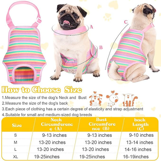 Nuanchu 3 Pcs Female Dog Diaper Sanitary Panties with Adjustable Suspender, Washable Reusable Doggie Diapers for Small Medium Large Dog in Heat Period Menstrual Pet Cats Ducks(Rainbow Pattern,XL)