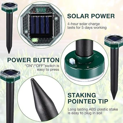 Snake Repeller Outdoors Camping, Ultrasonic Waterproof Vole Mole Repellent Solar Powered, Soinc Gopher Groundhog Chipmunk Repellent for Lawn Garden, Square 1 Pack