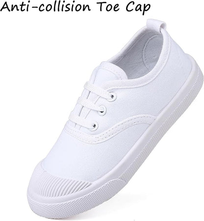 Size 6-6.5 Toddler Boy's Girl's Toddlers Canvas Sneakers Slip-On Lightweight Kids White Sneakers Casual Skin-Friendly Walking Running Shoes(Toddle/Little Kids/Big Kids)