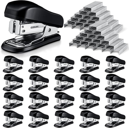 Sherr 20 Pack Mini Staplers Bulk with 15000 Nail, Office Staplers for Desk 25 Sheet Capacity, Hand Held Desk Students Teachers Supplies for School Office Business Non Slip Base Black