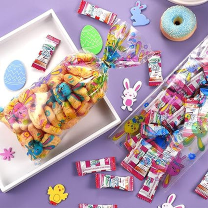 Chuangdi 100 Pack Easter Treat Bags Bunny Candy Cellophane Bag Easter Egg Goodie Cooikes Gift for Party Favor Supplies(Rabbit Style)