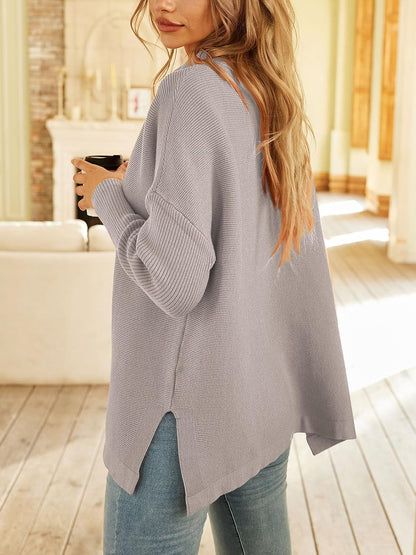 LILLUSORY Women Mock Turtleneck Sweater Oversized Long Tunic Winter Clothes | Mock Neck, Slide Slit, Cozy Comfy, Plus Size, Casual Knit, Pullover Tunics, Wear with Leggings, 2026 Winter Clothes
