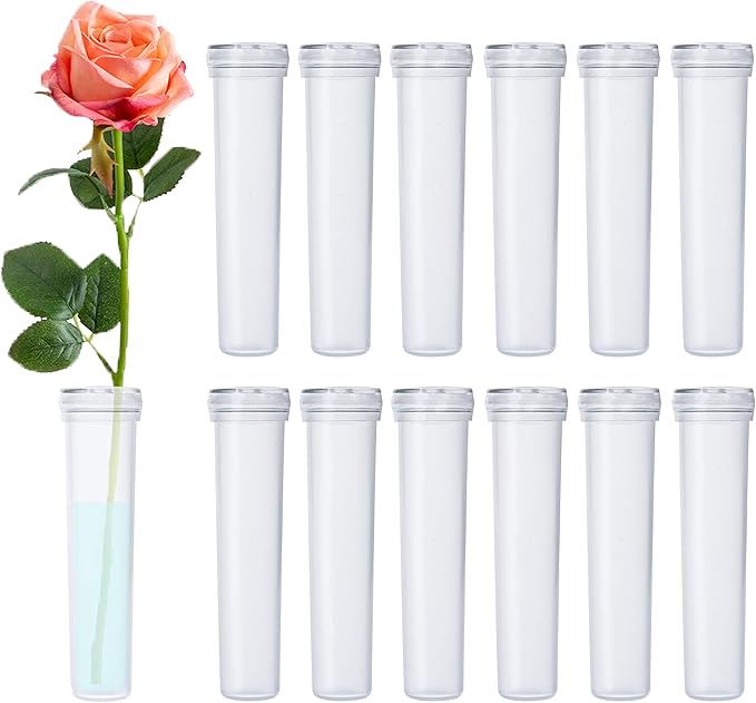 BEADNOVA Floral Water Tubes 2.8 Inch Plastic Water Tubes for Floral Flower Vials with Caps for Flower Arrangement Decoration (Clear, 20 Pcs)