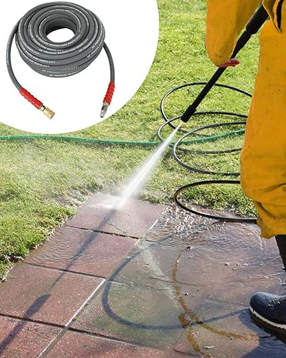 OCPTY Hot Water Pressure Washer Hose 38" x 100ft 6000 psi Non-Marking 2-Braid R2 Gray