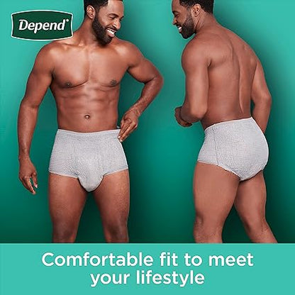 Depend Fresh Protection Adult Incontinence Underwear for Men, Disposable, Maximum, SmallMedium, Grey, 32 Count, Packaging May Vary