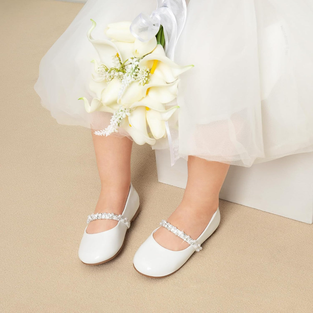 Girls Mary Jane Dress Shoes Ballerina Flats for Wedding, Party (Toddler/Little Kid/Big Kid