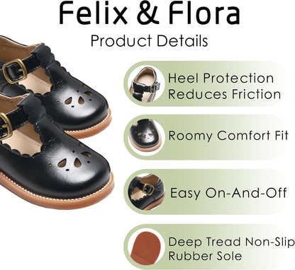 Felix & Flora Toddler Little Girl Mary Jane Dress Shoes - Ballet Flats for Girl Party School Shoes