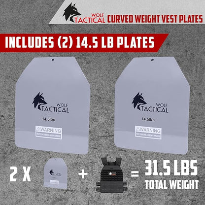 WOLF TACTICAL Curved Weight Vest Plates – 5.75/8.75/14.5LB Pairs – Contoured Ergonomic Fit – WODs, Strength Training, Running, Heavy Workouts