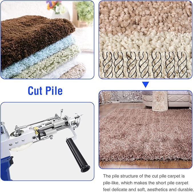 Vehipa Tufting Gun Cut Pile and Loop Pile 2 in 1 Electric Rug Gun Machine Starter Kit for Tufting Lover