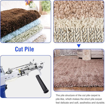 Vehipa Tufting Gun Cut Pile and Loop Pile 2 in 1 Electric Rug Gun Machine Starter Kit for Tufting Lover