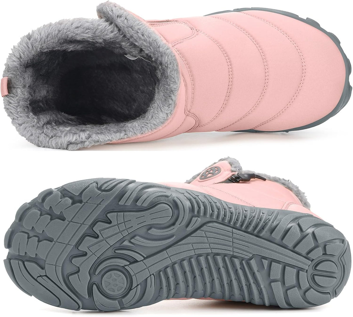 Size 8 Womens Mens Barefoot Boots Shoes Winter Snow Boots Warm Ankle Booties Zero Drop Sole Wide Toe Box Fur Lined Outdoor Sneakers