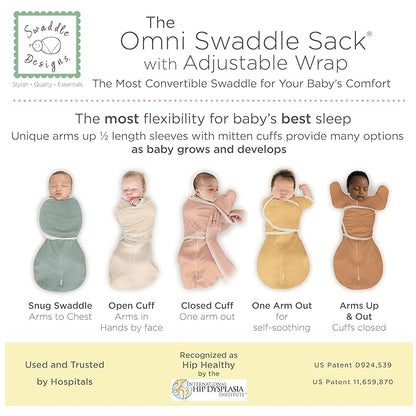 SwaddleDesigns Omni Swaddle Sack Arms Up Half-Length Sleeves  Mitten Cuffs, Easy Swaddle Transition, Heathered Gray, 0-3 Mo
