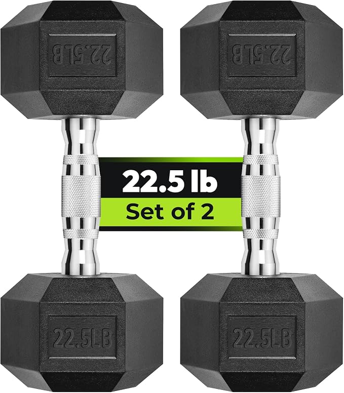 HANDBODE Hex Dumbbell Set, 2.5-65 lb Rubber Encased Exercise & Fitness Dumbbells, Weights Dumbbells Set of 2, Hand Weight for Strength Training