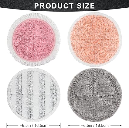 Electric Mop Pads 6.5 inch: G700  P700 Pink Spin Mop Replacement Pads Cordless Electric Mops for Floor Cleaning Scrubber Microfiber Round Scrub 8 Pack
