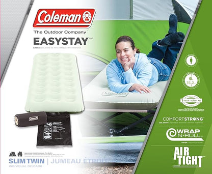 Coleman EasyStay Plus Single-High Twin Air Mattress, ComfortStrong Coil Construction for Superior Support & AirTight System for Leak-free Night