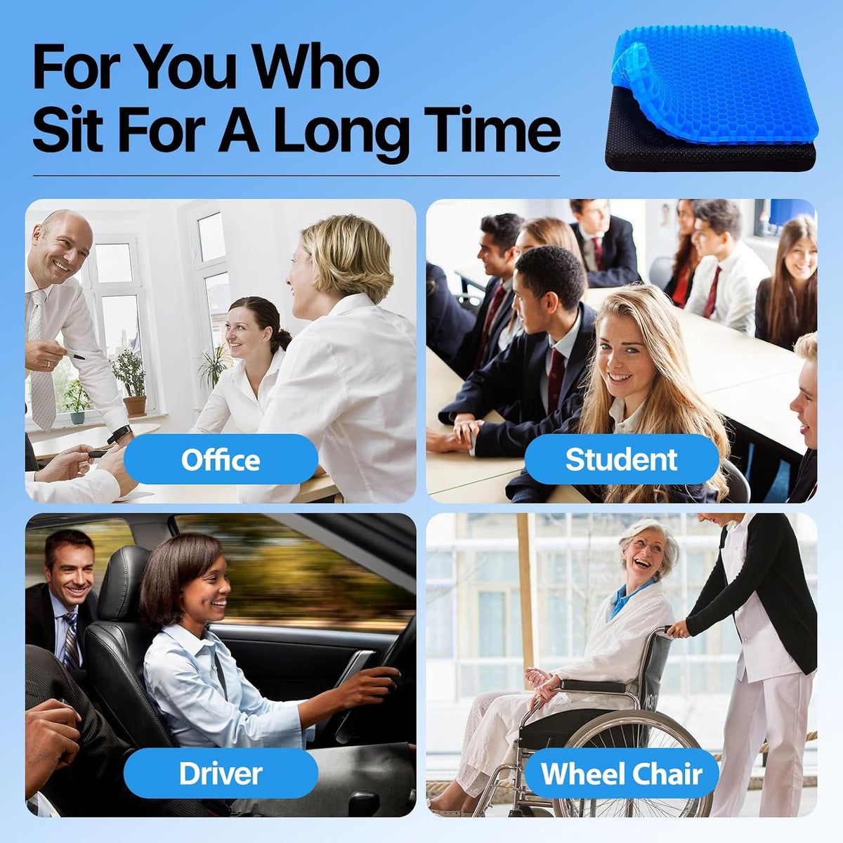 Large Cooling Gel Honeycomb Seat Cushion, 18 x 18 in