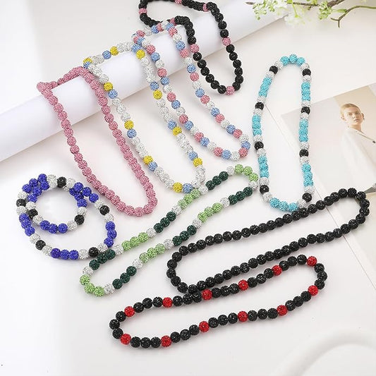 RWQIAN Baseball Beaded Necklace for Men Boys, Bling Drip Chains Inspired Accessory With Diamond Rhinestone Discoball, Jewelry Making Gift for Baseball Team Athletes
