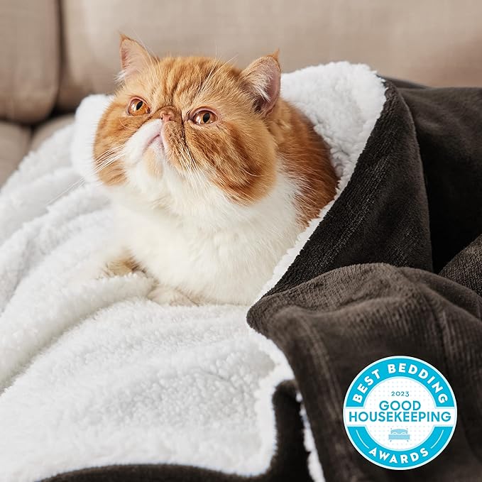 Bedsure Sherpa Fleece Blankets King Size for Bed - Thick and Warm, Soft Fuzzy Plush King Blanket for Winter, Brown, 108x90 Inches
