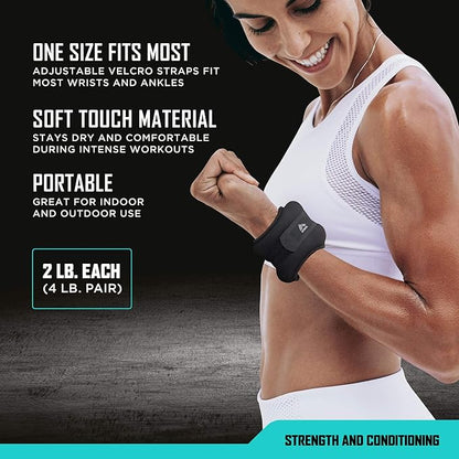 RBX Ankle and Wrist Weights for Women and Men - Velcro Straps, Made for Jogging, Walking, Resistance Training, and Physical Therapy (Set of 1 Weight) - Soft Touch Material