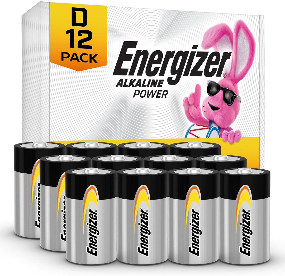 Energizer Alkaline Power D Batteries 12 Count (Pack of 1), Long-Lasting Alkaline Size D Batteries (Not in Original Packaging)