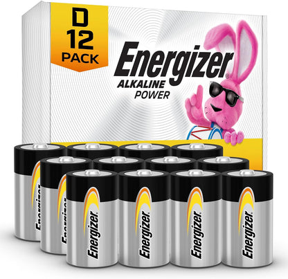 Energizer Alkaline Power D Batteries 12 Count (Pack of 1), Long-Lasting Alkaline Size D Batteries (Not in Original Packaging)