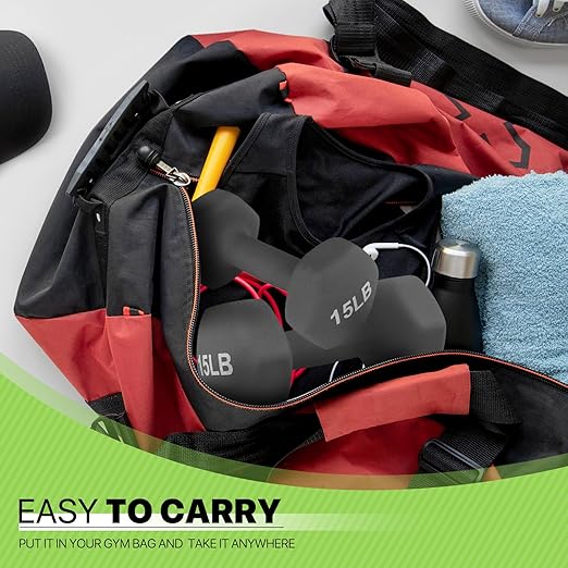 Dumbbells Hand Weights Set, Neoprene Coated Hexagon Workout Dumbbell for Women and Men, 1, 2, 3, 5, 8, 10, 12, 15lbs - Pair