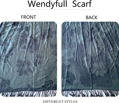 Reversible Paisley Pashmina Shawl Wrap for Women Rave Scarf Vintage Jacquard Scarves Soft All Seasons