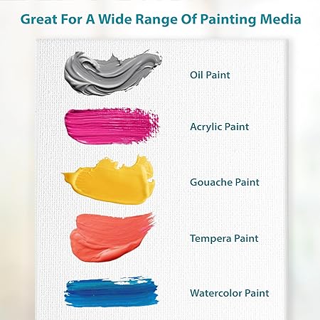 KEFF Canvas Boards for Painting - 11x14 6-Pack Art Paint Canvases - Bulk Canvas Panels Set - 100 Cotton Primed Painting Supplies for Acrylic, Oil, Watercolor  Tempera