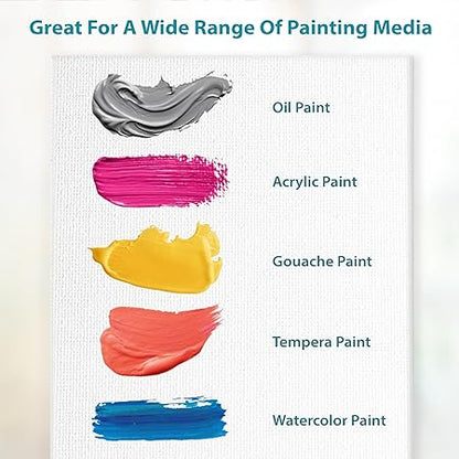 KEFF Canvas Boards for Painting - 11x14 6-Pack Art Paint Canvases - Bulk Canvas Panels Set - 100 Cotton Primed Painting Supplies for Acrylic, Oil, Watercolor  Tempera