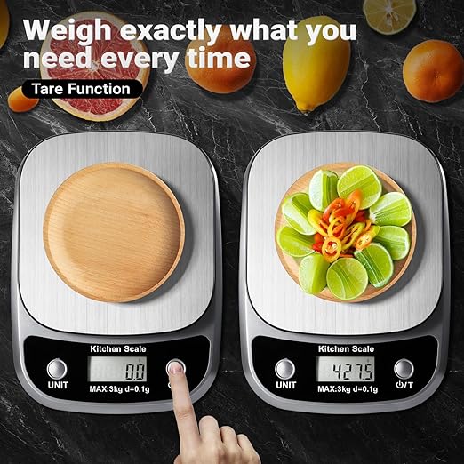 Food Kitchen Scale Digital Weight Grams and Oz,Professional Small Digital Kitchen Food Scales 3kg0.1g for Weight Loss