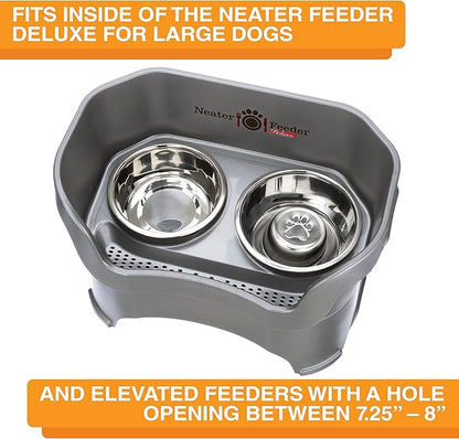 Neater Pet Brands Stainless Steel Slow Feed Dog Bowl for Fast Eating Large Breed, Metal Slow Feeder Dog Bowl Fits in Large Neater Feeders, for Puppy or Dogs (40 lbs), 3 Cup Food Capacity