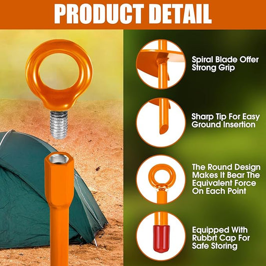 Nvzi-c 2-Piece 46cm Spiral Ground Anchor Set, Heavy-Duty Metal Ground Anchor Set, Wind Pile shed Anchor Hook, Used for Tent Tree Swing Set, car Port Trampoline Canopy shelter (Green)