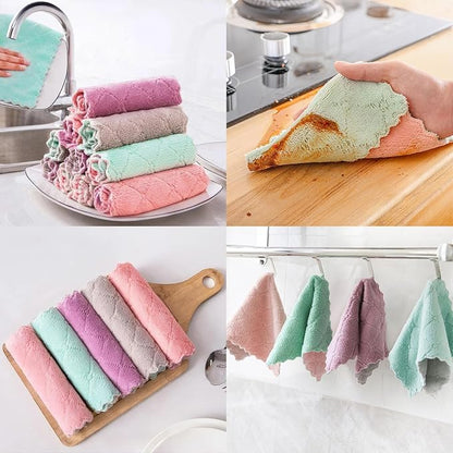Reusable Microfiber Kitchen Cleaning Cloths – Super Absorbent, Quick-Drying Dish Towels for Kitchen Car Furniture Bowl Tea. 10.6" x 6.3" Coral Velvet Dishcloths Lint-Free Machine Washable 10 Pack