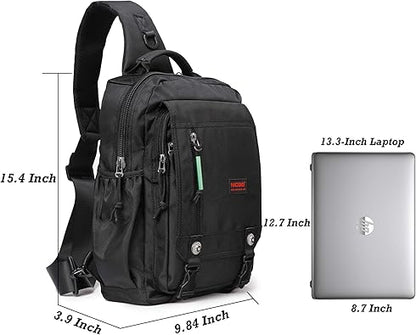 NICGID Sling Bags Chest Shoulder Backpacks, 13.3'' 14.1'' 15.6''Laptop Backpack Crossbody Messenger Bag Travel Outdoor