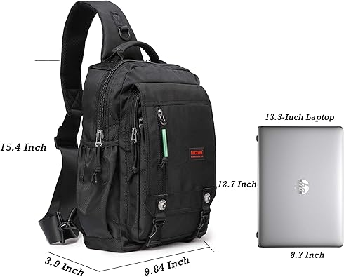 NICGID Sling Bags Chest Shoulder Backpacks, 13.3'' 14.1'' 15.6''Laptop Backpack Crossbody Messenger Bag Travel Outdoor